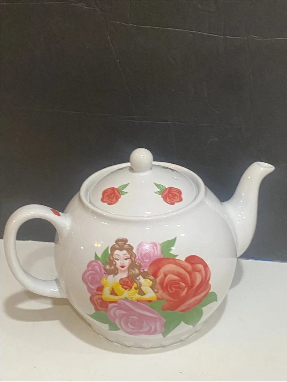Disney Princess Belle Rose Ceramic Teapot